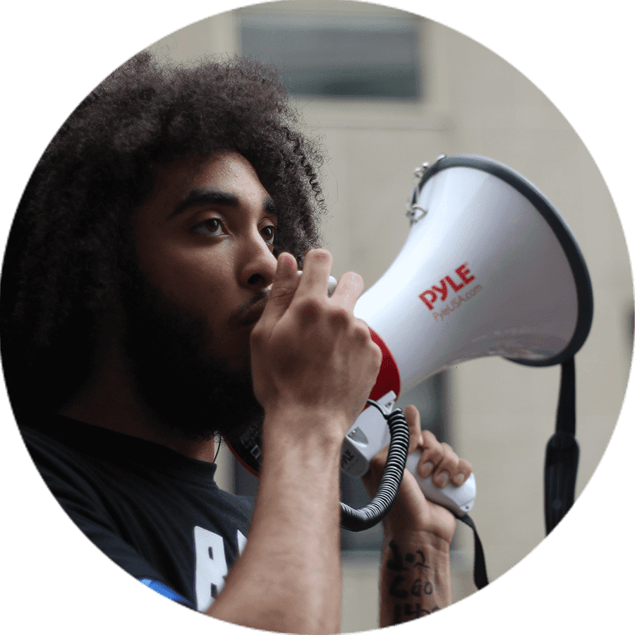 a person holding a megaphone