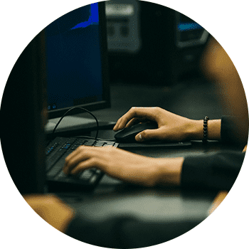hands using a computer