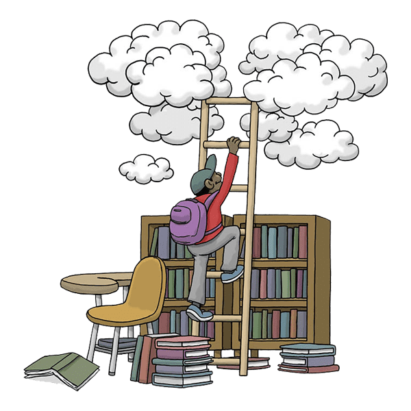 Illustration of a student climbing a ladder