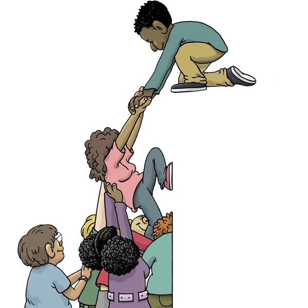 Illustration of kids helping each other