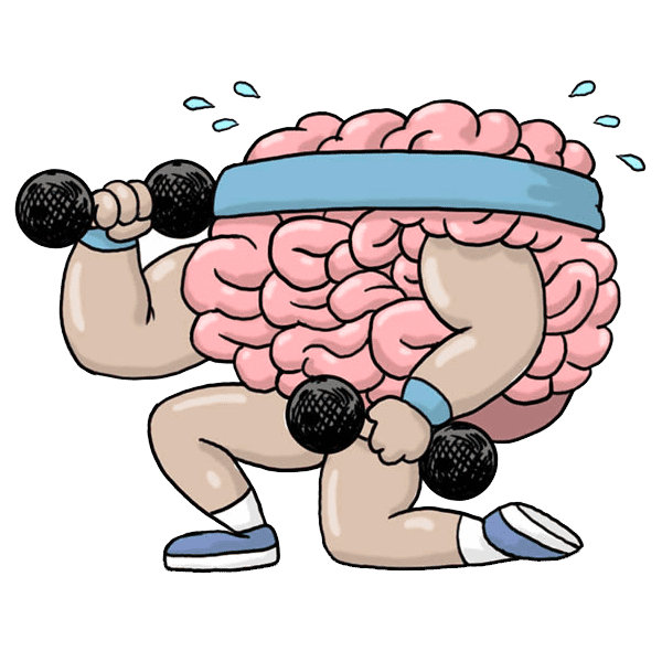 Illustration of a brain lifting weights